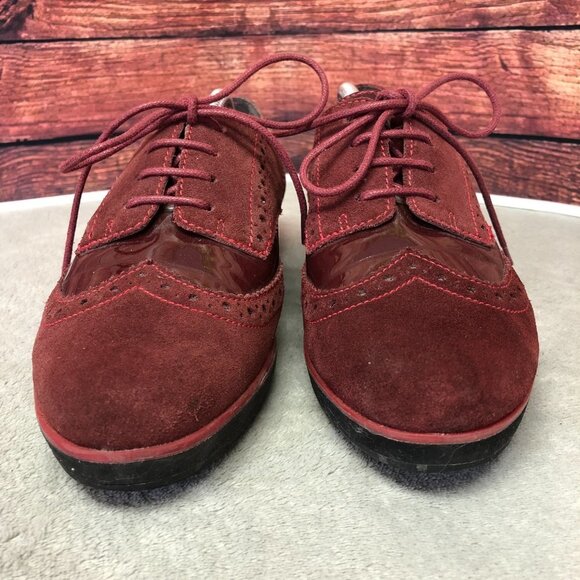Clarks Somerset Wine Brogue Oxford Derby Suede Lace Up Shoes - Picture 3 of 14